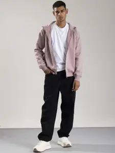 ONEWAY Men Hooded Solid Cotton Casual Bomber Jacket