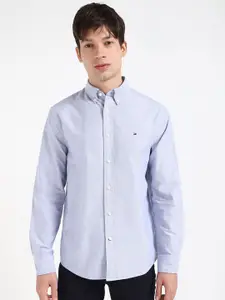 Tommy Hilfiger Men Button-Down Collar Solid Cotton Casual Shirt