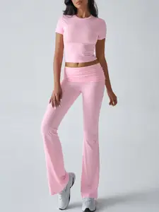 StyleCast Round Neck Crop Top With Trousers
