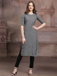 7Threads Chevron Printed Round Neck Straight Kurta