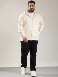 ONEWAY Men Plus Size Hooded Solid Cotton Casual Bomber Jacket