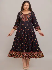 Fashion Zest  Women Plus Size Floral Printed GownDress