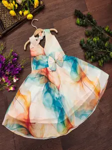 BAESD Girls Tie and Dye Print A-Line Dress