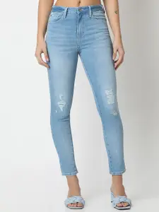 SPYKAR Women Skinny Fit High-Rise Highly Distressed Stretchable Jeans