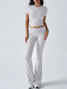 StyleCast Round Neck Crop Top With Trousers