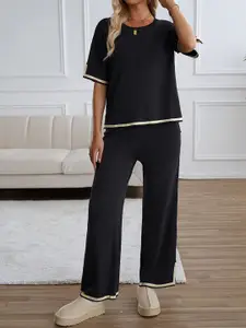 StyleCast Round Neck T-Shirt With Palazzos