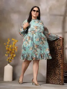 CURVE BY KASSUALLY Women Plus Size Floral Printed Fit & Flare Midi Dress