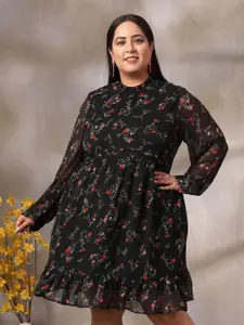 CURVE BY KASSUALLY Women Plus Size Floral Printed  Fit & Flare Midi Dress