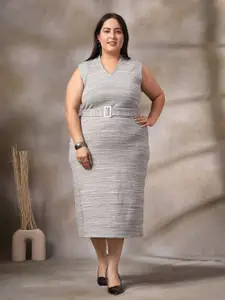 CURVE BY KASSUALLY Women Plus Size Cotton Sheath Midi Dress