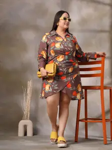 CURVE BY KASSUALLY Women Printed Wrap Midi Dress