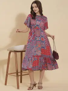 all about you Women Printed Fit & Flare Midi Dress