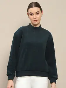 Madame Women Self Design High Neck Pullover