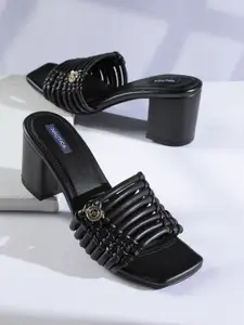 Nautica Striped Block Heel Sandals