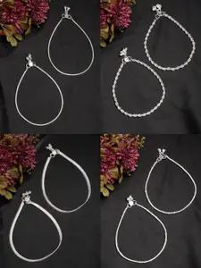 NVR Women Pair of 4 Silver-Plated Anklets