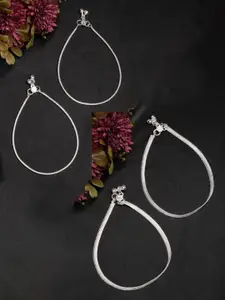 NVR Women Pair of 2 Silver-Plated Anklets