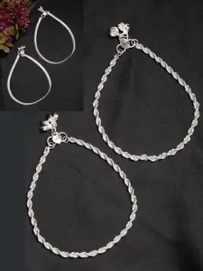 NVR Women Pair of 2 Silver-Plated Anklets