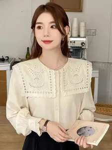 StyleCast Women Self Design Schiffli Top