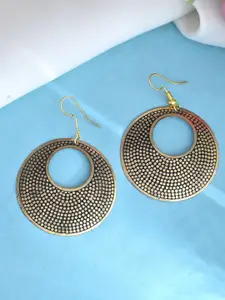 Silvermerc Designs Rhodium-Plated Circular Intricate Dot Pattern Drop Earrings