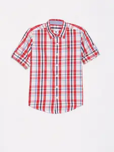 Allen Solly Junior Boys Slim Fit Spread Collar Checked Cotton Casual Shirt