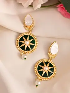 Silvermerc Designs Gold Plated Pearls Studded Classic Drop Earrings