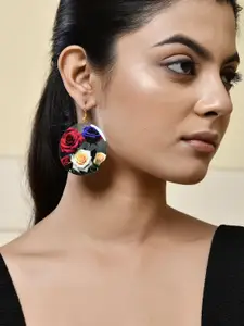 Silvermerc Designs Rhodium-Plated Floral Rose Design Drop Earrings