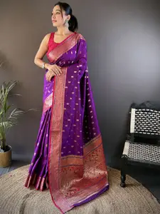 Mitera Women Ethnic MotifsWoven Design  Zari Banarasi Saree