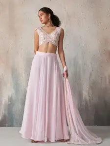 ALIZEH Khatli Work Blouse With Georgette Lehenga & Soft Net Dupatta