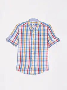 Allen Solly Junior Boys Slim Fit Spread Collar Tartan Checked Cotton Casual Shirt