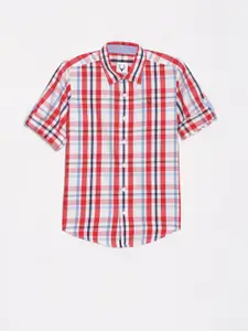 Allen Solly Junior Boys Slim Fit Spread Collar Tartan Checked Cotton Casual Shirt