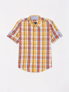 Allen Solly Junior Boys Slim Fit Spread Collar Checked Cotton Casual Shirt