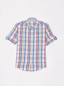 Allen Solly Junior Boys Slim Fit Spread Collar Tartan Checked Cotton Casual Shirt