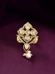 Voylla Gold Plated Kundan Studded Panchhi Pakhee Finger Ring