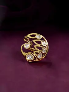 Voylla Gold Plated Kundan Studded Finger Ring