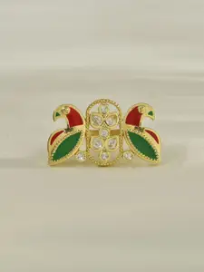 Voylla Gold Plated Kundan Studded Panchhi Humera Statement Finger Ring