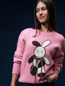 Tokyo Talkies Women Embroidered Pullover with Applique Detail