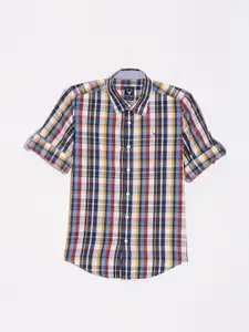 Allen Solly Junior Boys Slim Fit Spread Collar Checked Cotton Casual Shirt