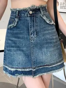 StyleCast Women Mini Straight Denim Skirt