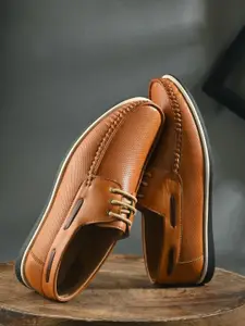 Mast & Harbour Men Textured Lace-Ups Boat Shoes