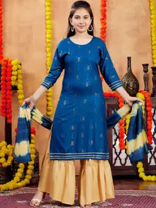 BAESD Girls Ethnic Motifs Printed Round Neck Straight Cotton Kurta