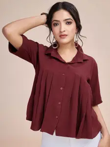 Fashion Ritmo Women Pleated Relax Fit Shirt Style Top