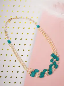 AMI Gold-Plated Beads & Pearls Layered Necklace