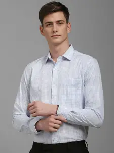 Louis Philippe Men Slim Fit Spread Collar Micro Checked Cotton Formal Shirt