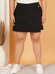 Indietoga Women Plus Size High Rise Elasticated Above Knee Cotton Skorts