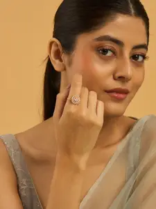 Kushal's Fashion Jewellery Gold-Plated CZ-Studded Finger Ring