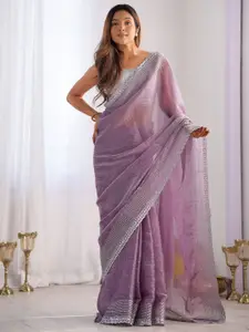 Saree mall Embellished Sequinned Organza Saree