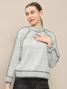 Madame Women High Neck Pullover Sweaters