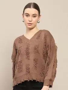 Madame Women Self Design Pullover