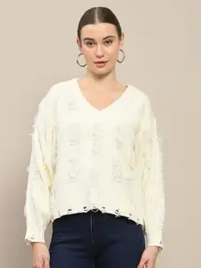 Madame Women Fashion V-Neck Long Sleeves Pullover Sweater