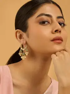 Kushal's Fashion Jewellery Embellished Bridal Rhodium-Plated Contemporary Drop Earrings