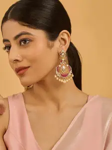 Kushal's Fashion Jewellery Embellished Bridal Rhodium-Plated Contemporary Drop Earrings